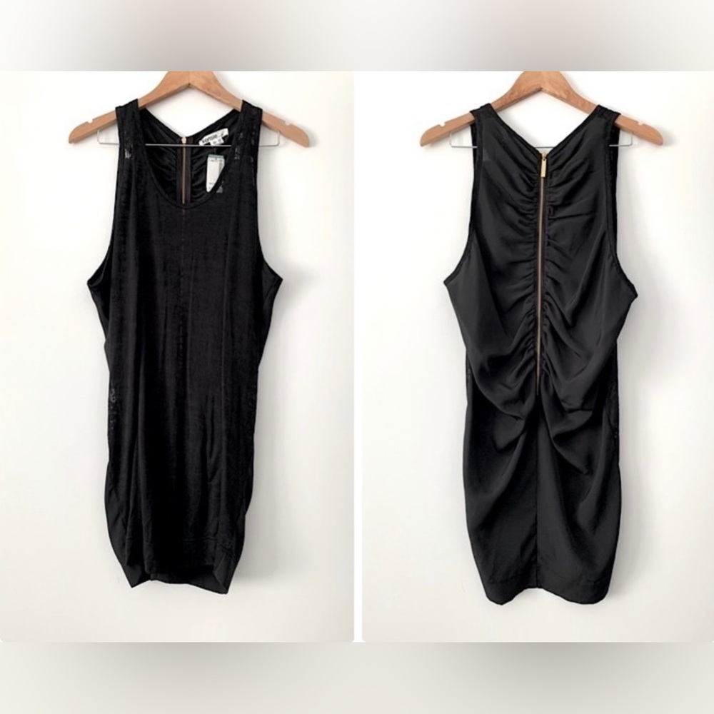🌟PRICE DROP🌟 NWT! KENSIE DRESS black + gold sheer front back zipper Size XS